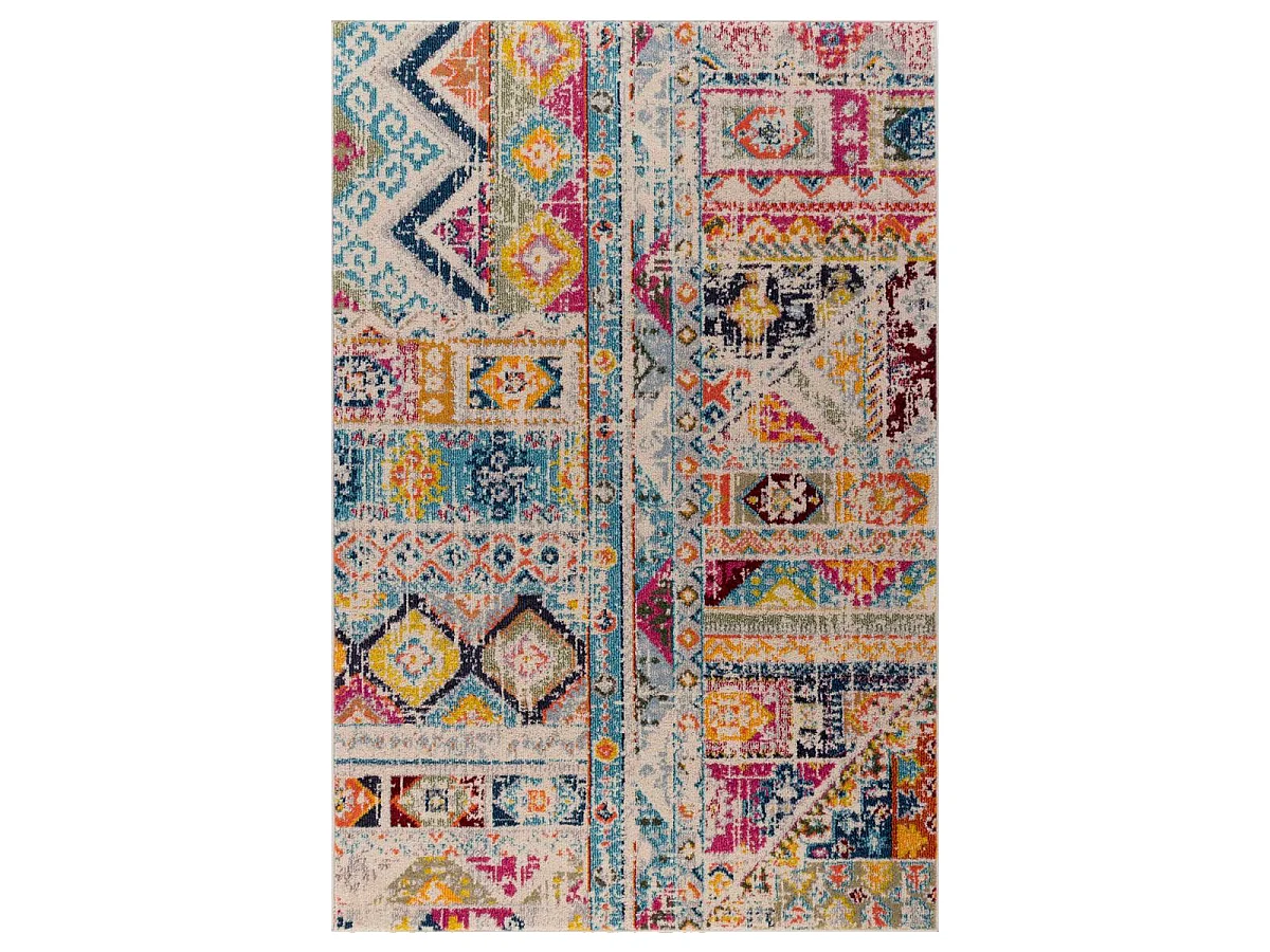 Tapis orient 160x230 rectangle rouge et vert tissé motif classique OLMA