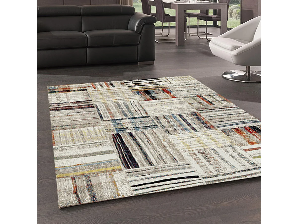 Tapis berbère 200x290 tissé motifs tribaux LYN8 MARO beige