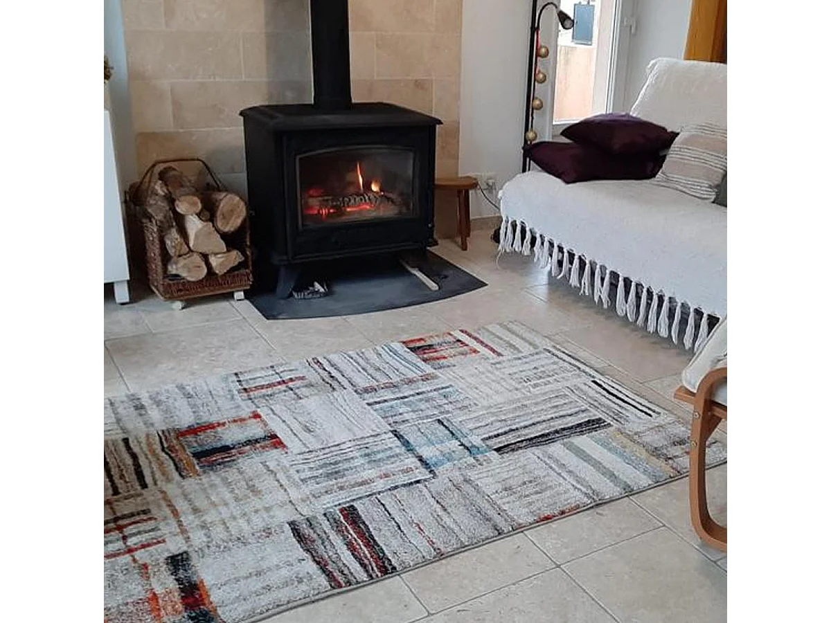 Tapis berbère 200x290 tissé motifs tribaux LYN8 MARO beige