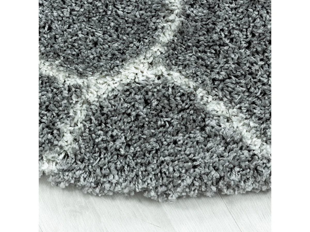 Tapis shaggy 80x250 rectangle tissé gris et crème motif scandinave SCANDINAV A