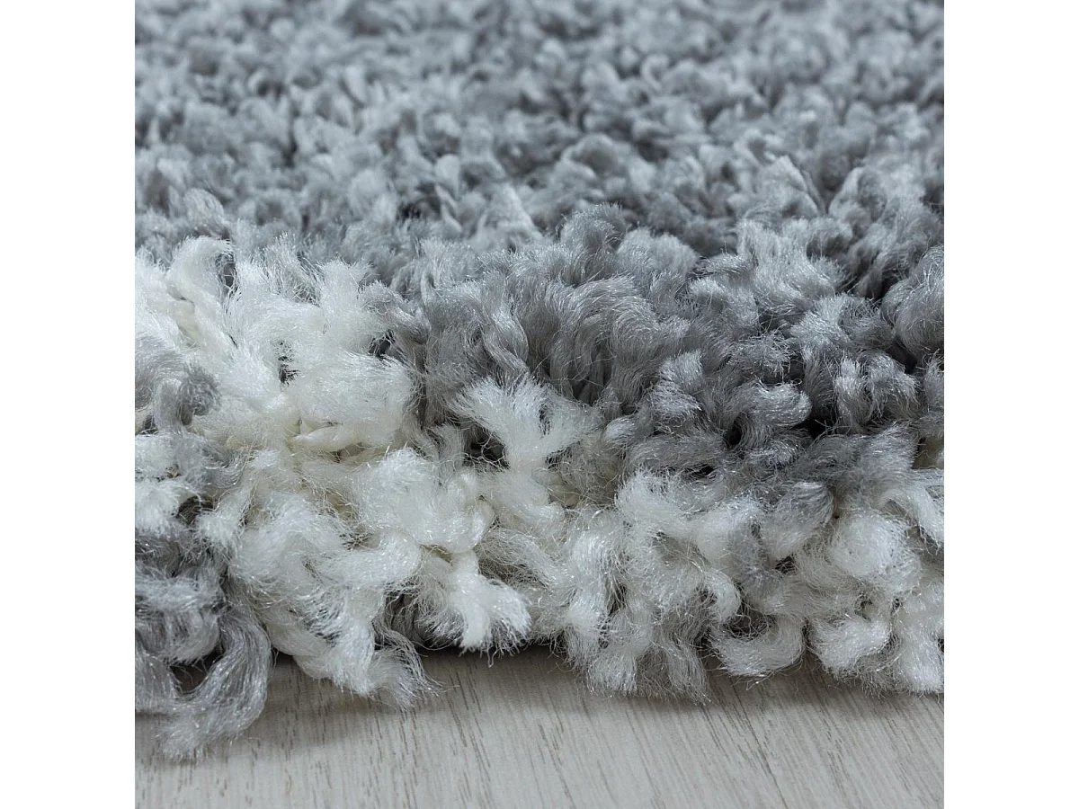 Tapis shaggy 80x250 rectangle tissé gris et crème motif scandinave SCANDINAV A