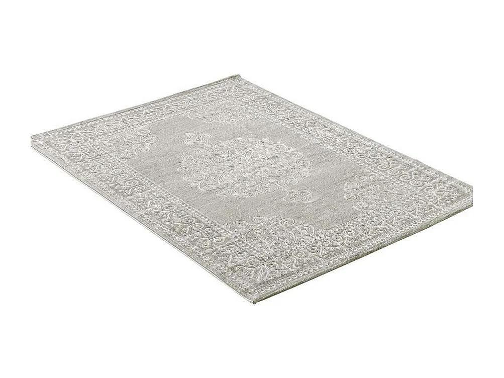 Tapis oriental 120x160 rectangle beige tissé motif ancestral LYN7 MIRALI