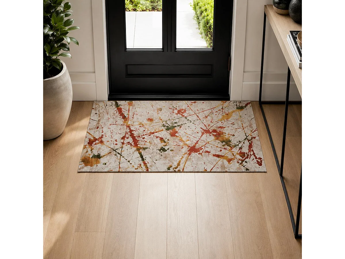 alfombra de dormitorio 80x150 tejida rectangular multicolor con motivos étnicos ABTRACT