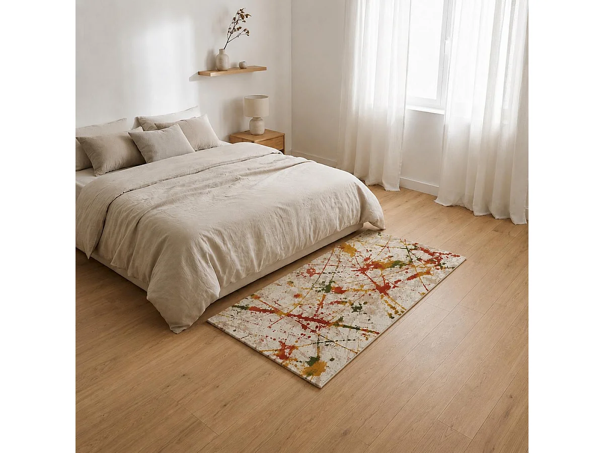 alfombra de dormitorio 80x150 tejida rectangular multicolor con motivos étnicos ABTRACT