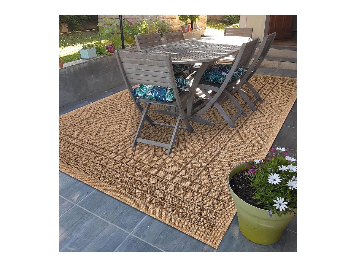 Tapis extérieur 50x80 tissé kilim marron JUTE ART 2