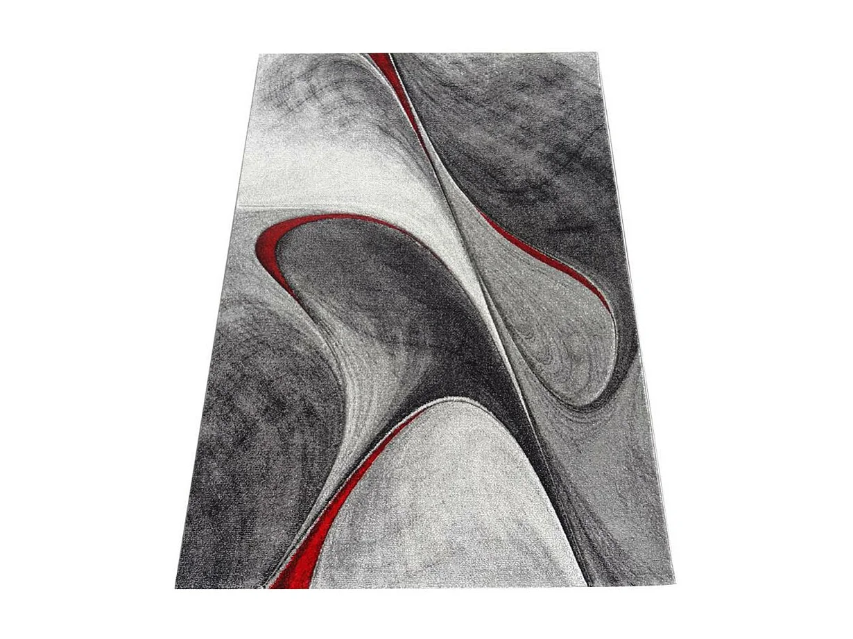 tapis salle à manger 200x290 tissé rouge et gris rectangle Motif rond GARCA