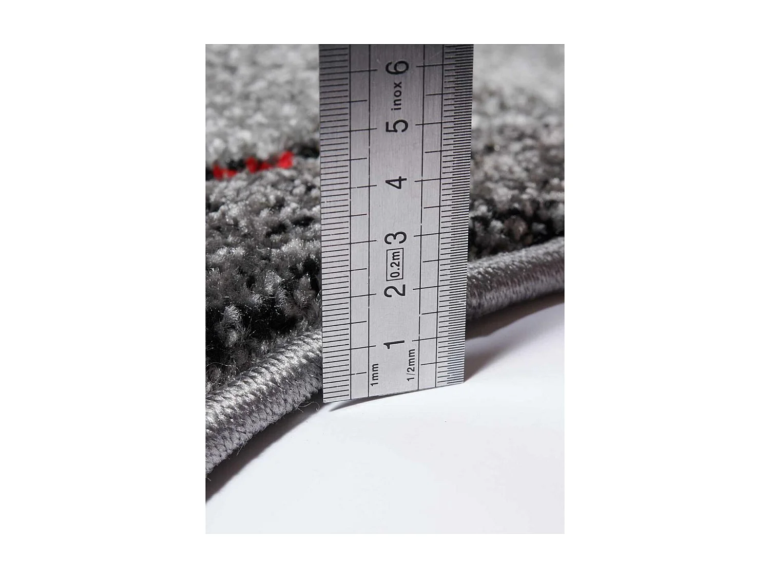 tapis salle à manger 200x290 tissé rouge et gris rectangle Motif rond GARCA