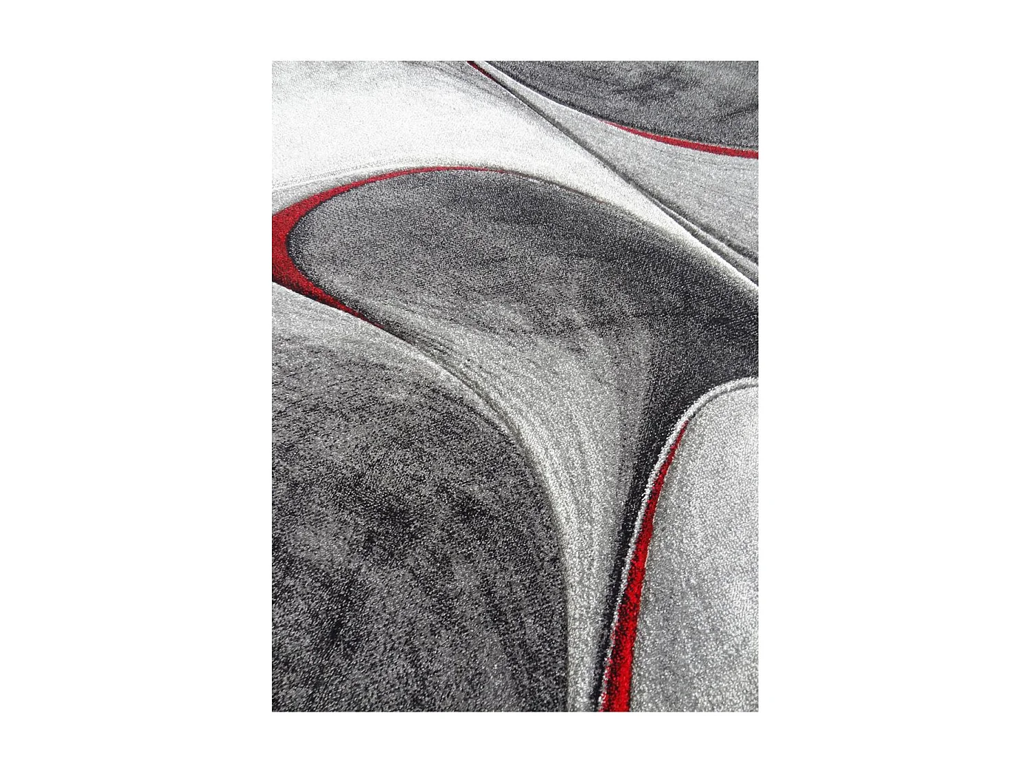 tapis salle à manger 200x290 tissé rouge et gris rectangle Motif rond GARCA