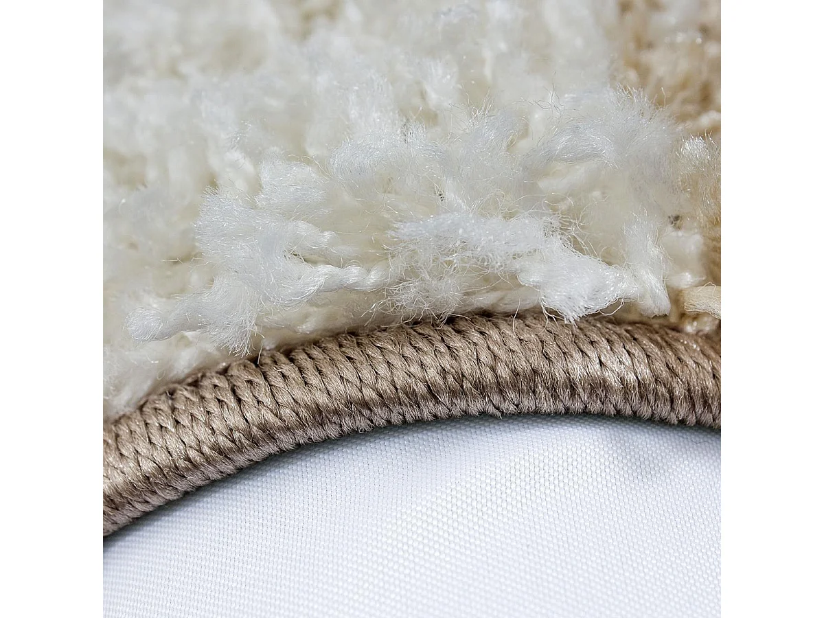 Tapis poils longs shaggy 160x230 rectangle tissé beige et marron motif damier
