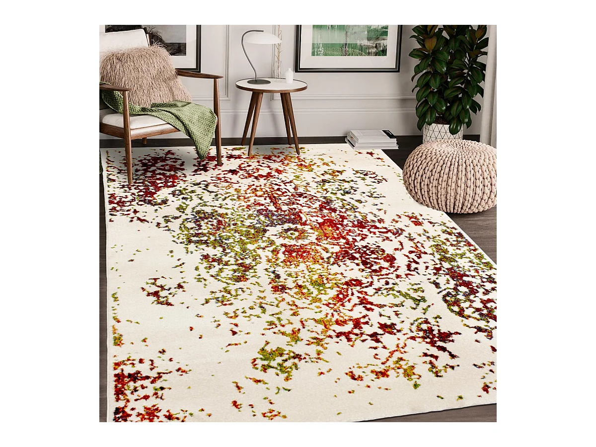 Tapis oriental 60x110 rectangle multicolore tissé motif ancestral DESTRUCT 2