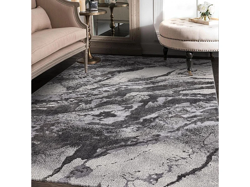 tapis salon 200x290 tissé beige et marron rectangle motif géométrique LINECOU