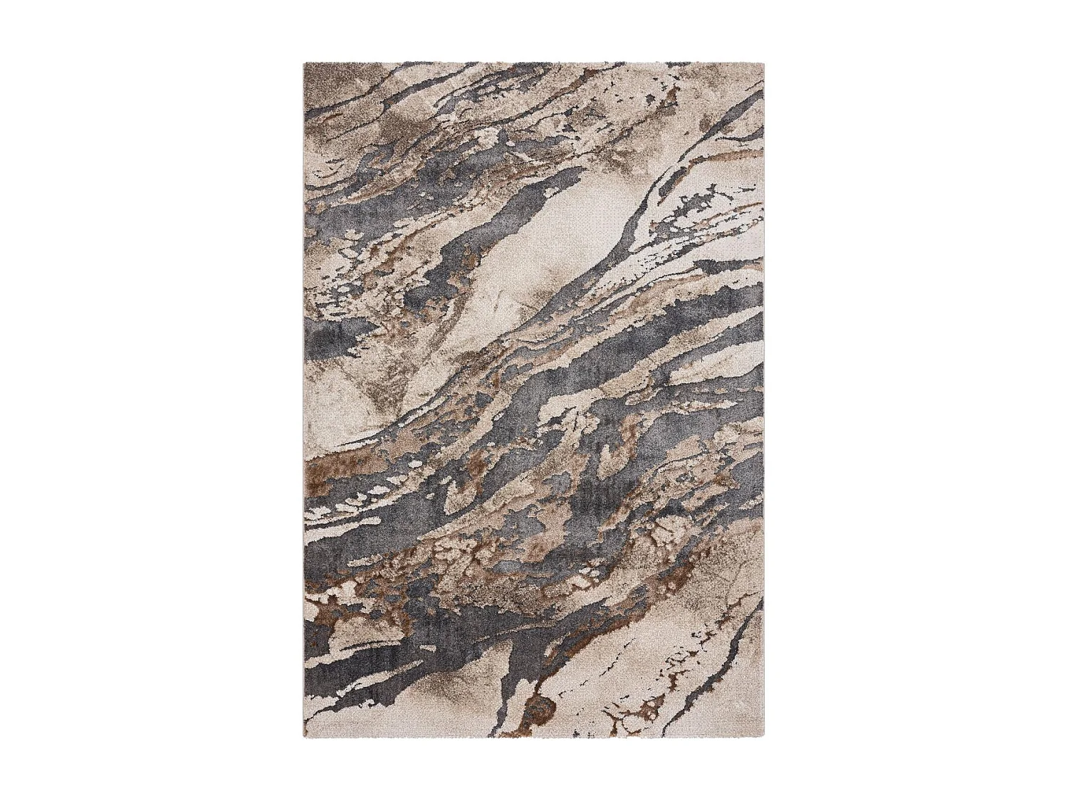 tapis salon 200x290 tissé beige et marron rectangle motif géométrique LINECOU