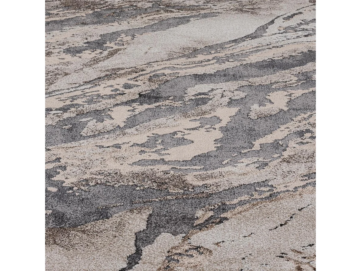 tapis salon 200x290 tissé beige et marron rectangle motif géométrique LINECOU