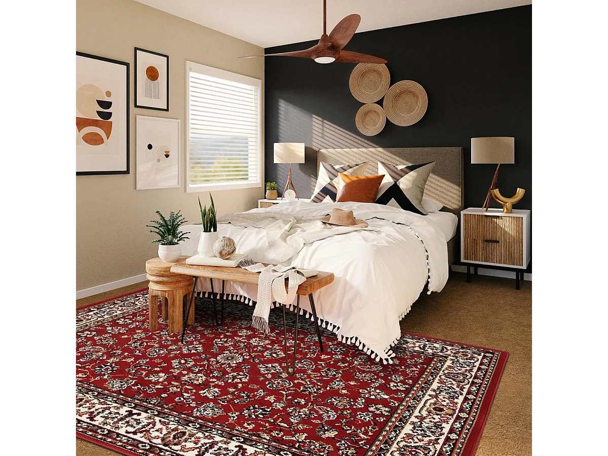 Tappeto orientale 160x225 rettangolo rosso tessuto modello ancestrale AF1 NOMED