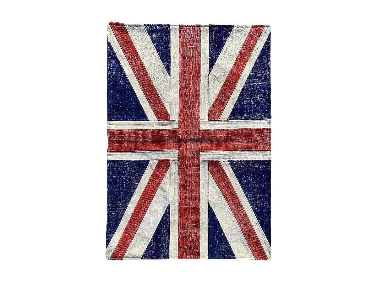 tapis salon 170x240 fait à la main en laine rouge rectangle motif fresque