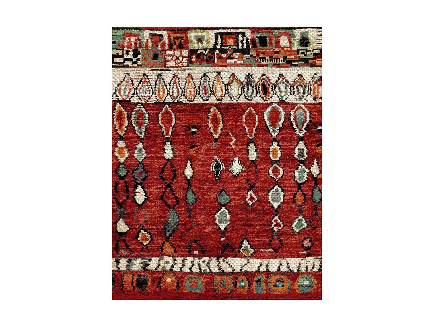 tapis salon 160x230 tissé rouge rectangle motif berbère MO 75