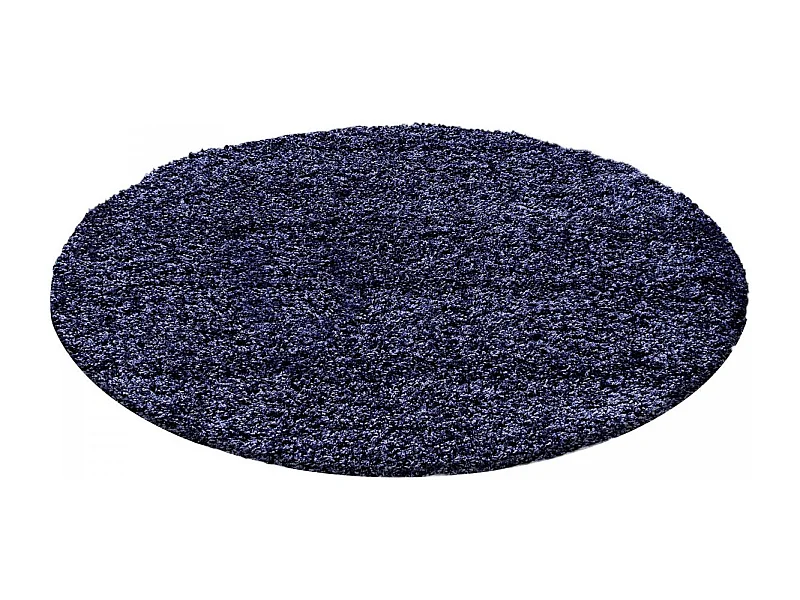 Tapis rond poils longs shaggy Ø160cm tissé bleu marine motif uni UNI L
