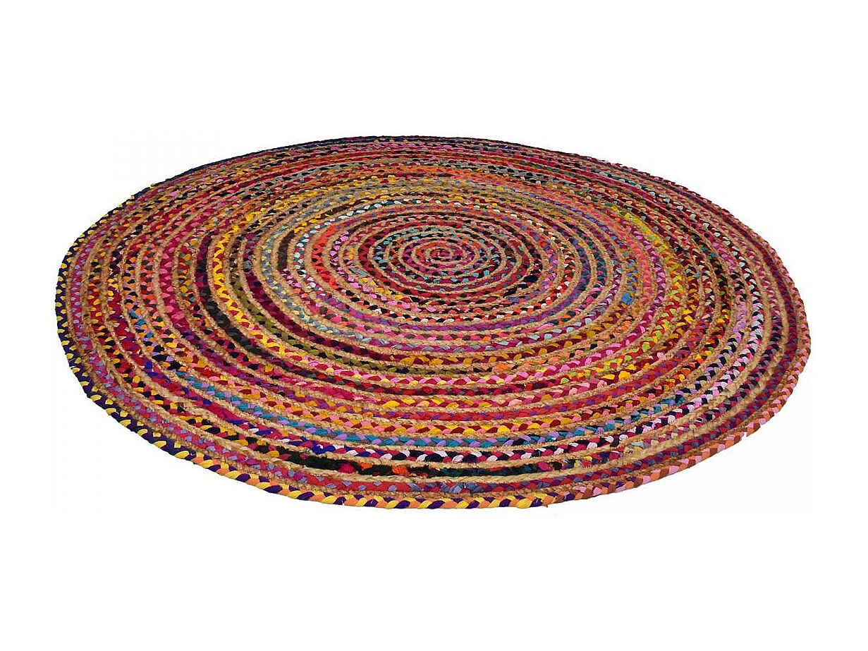 Tapis rond 100x100 rond ALANA Multicolore , tapis artisanal