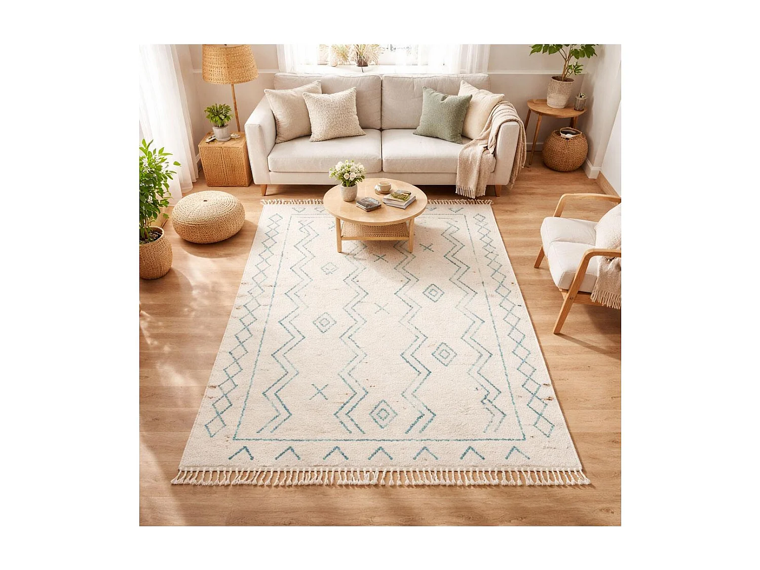 Tappeto berbero 200x290 tessuto modello etnico MADIDA crema