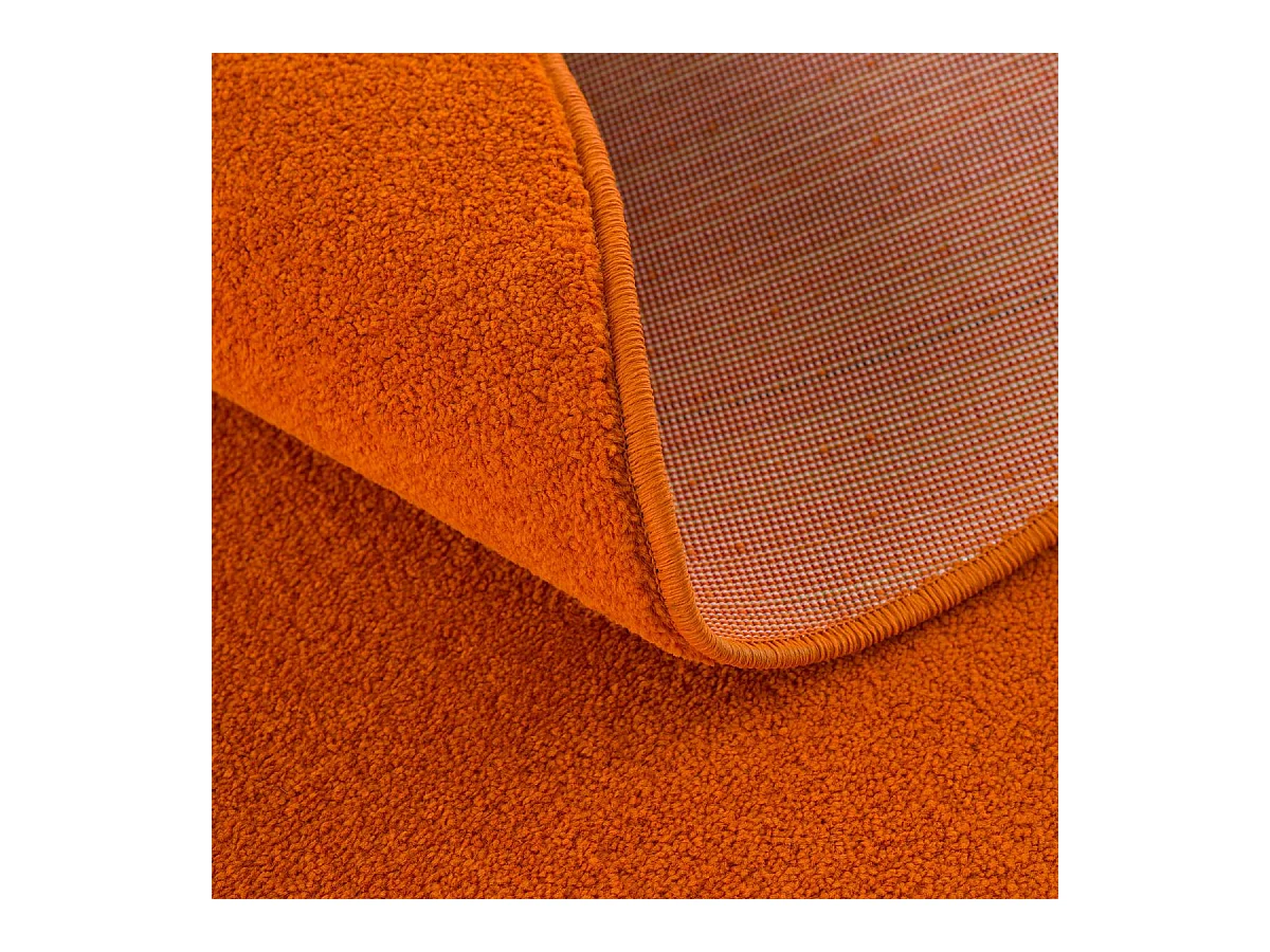 tapis entrée 60x110 tissé orange rectangle motif uni NOSSA