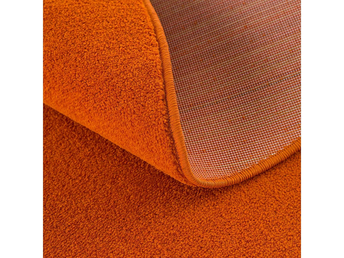 tapis entrée 60x110 tissé orange rectangle motif uni NOSSA