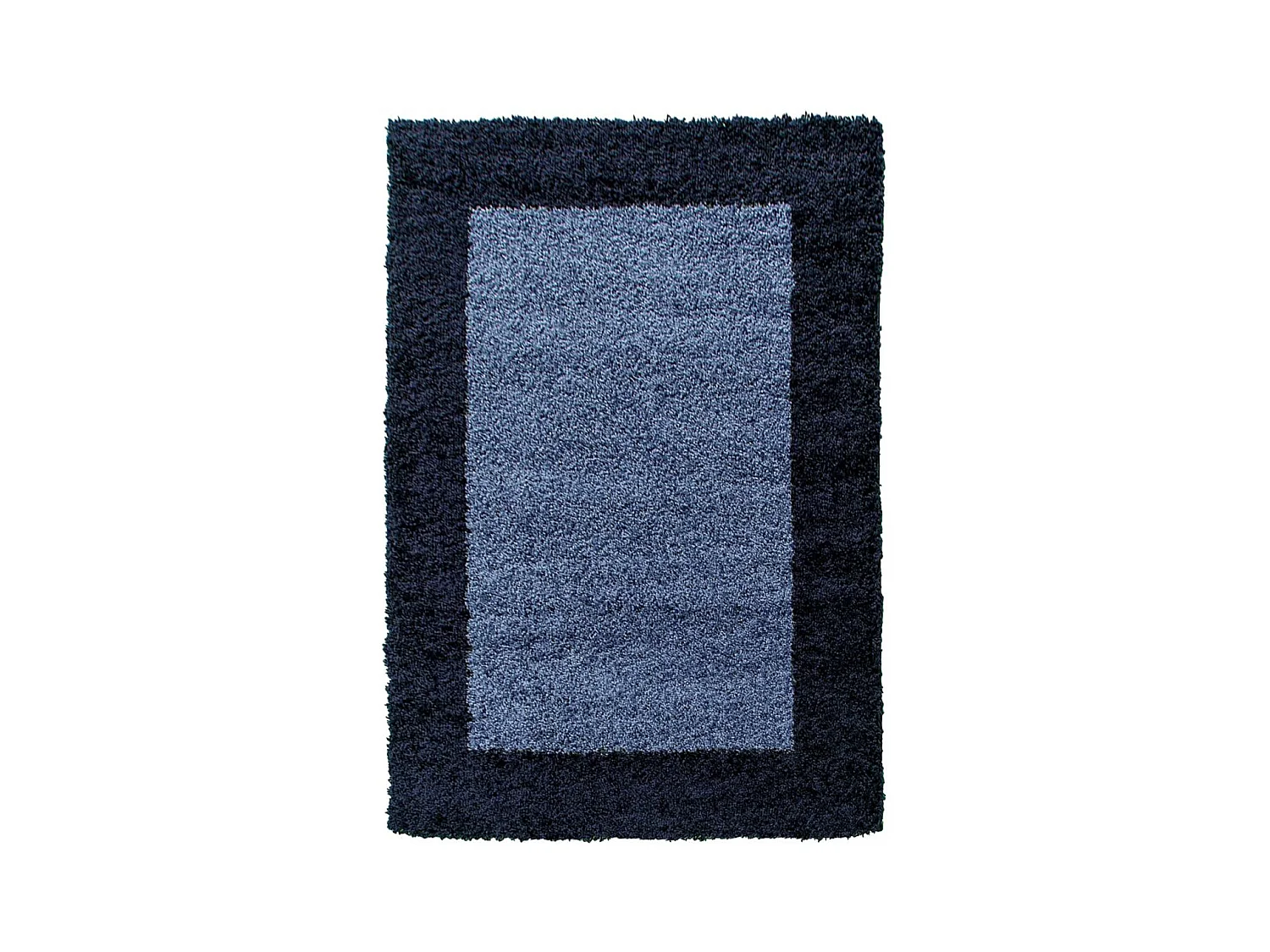 Tapis poils longs shaggy 120x170 rectangle tissé bleu et bleu foncé
