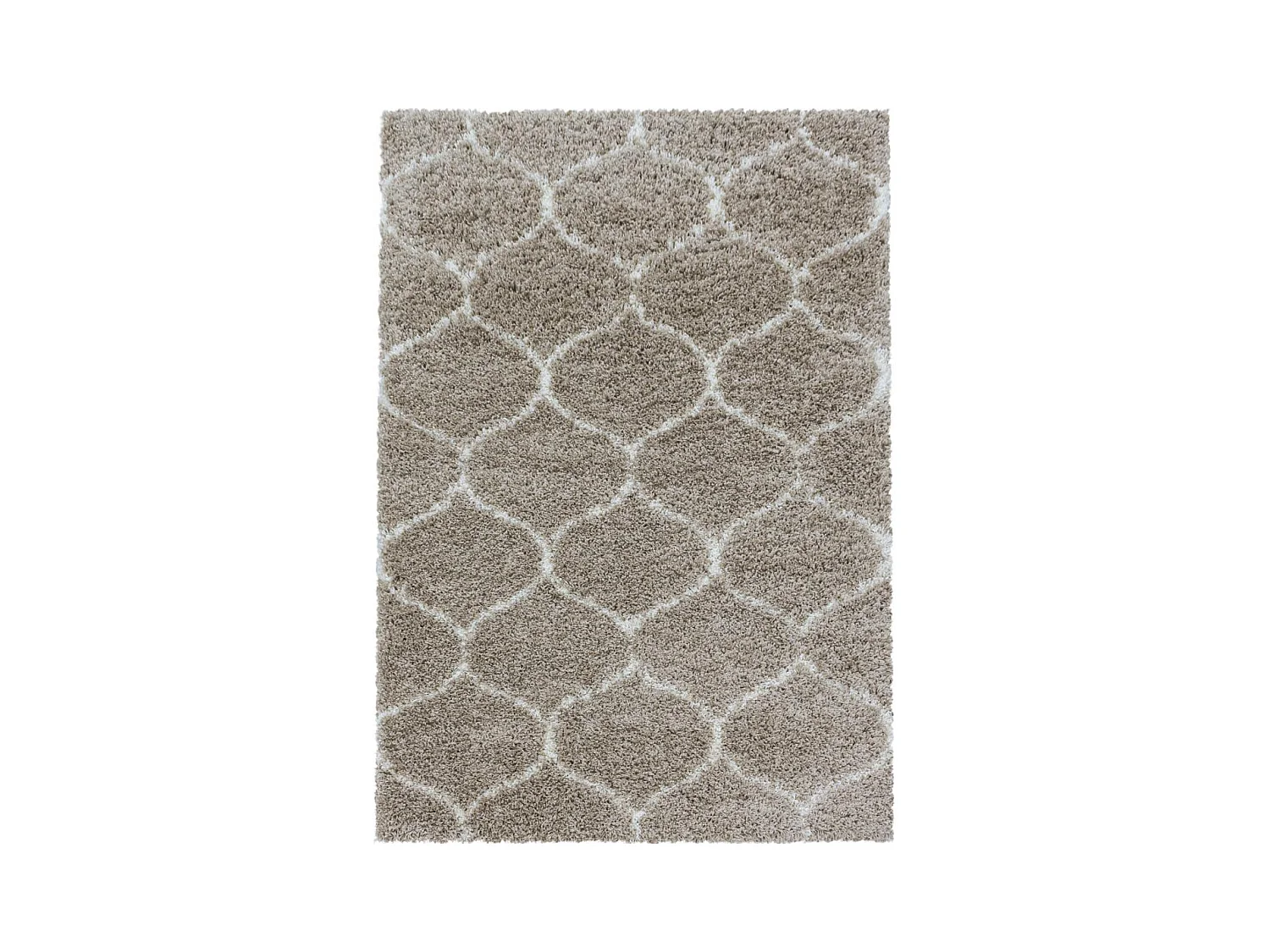 Tapis shaggy Ø80cm rond tissé beige et crème motif scandinave SCANDINAV A