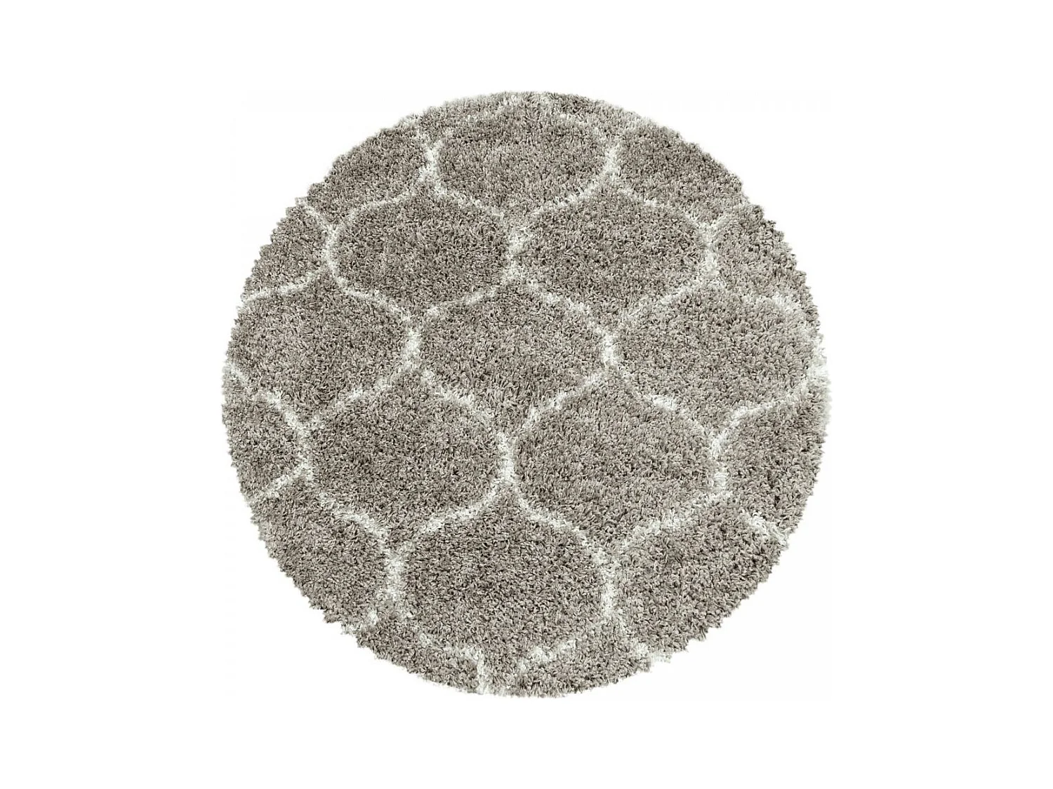 Tapis shaggy Ø80cm rond tissé beige et crème motif scandinave SCANDINAV A