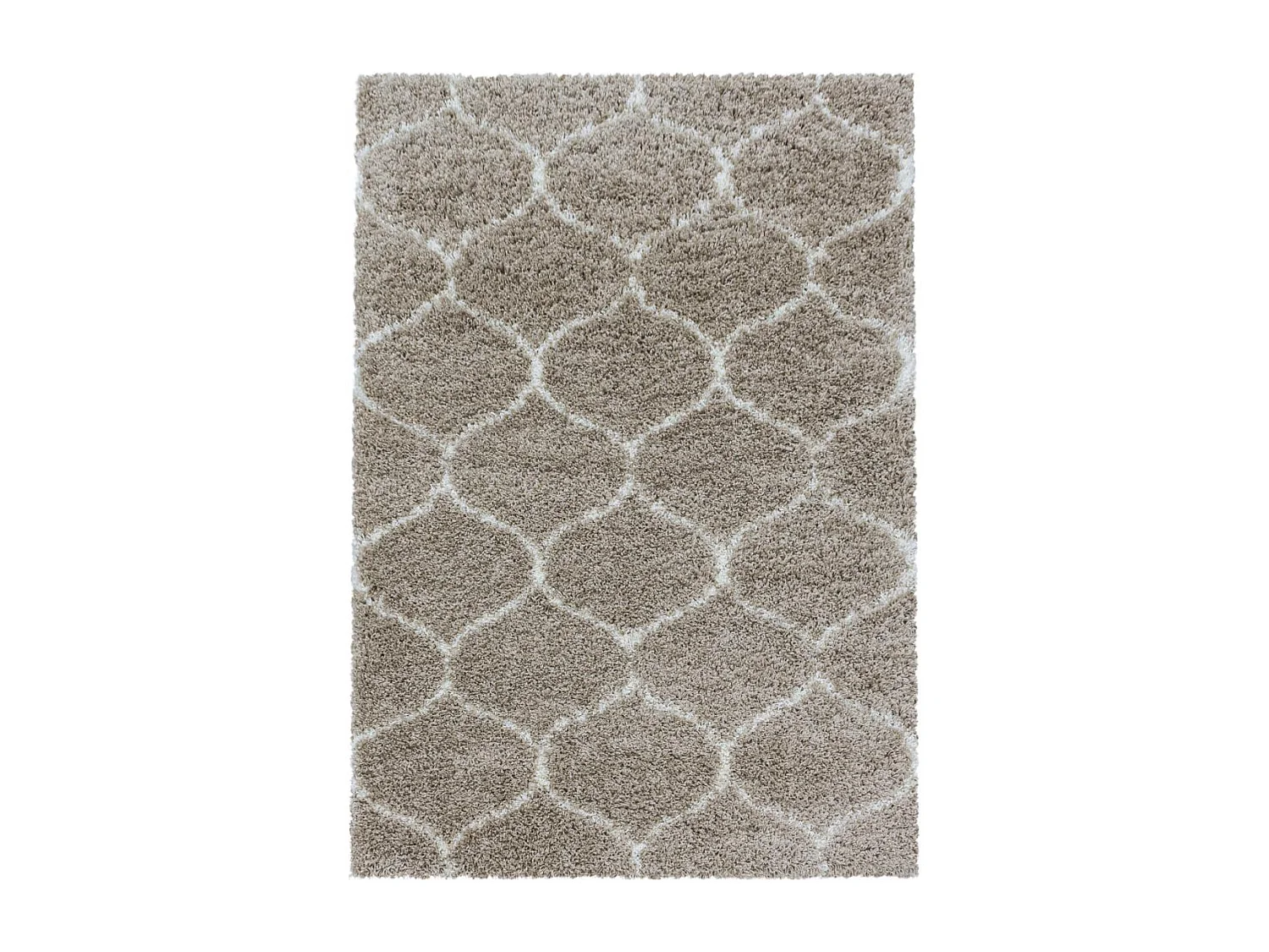 Tapis shaggy Ø80cm rond tissé beige et crème motif scandinave SCANDINAV A