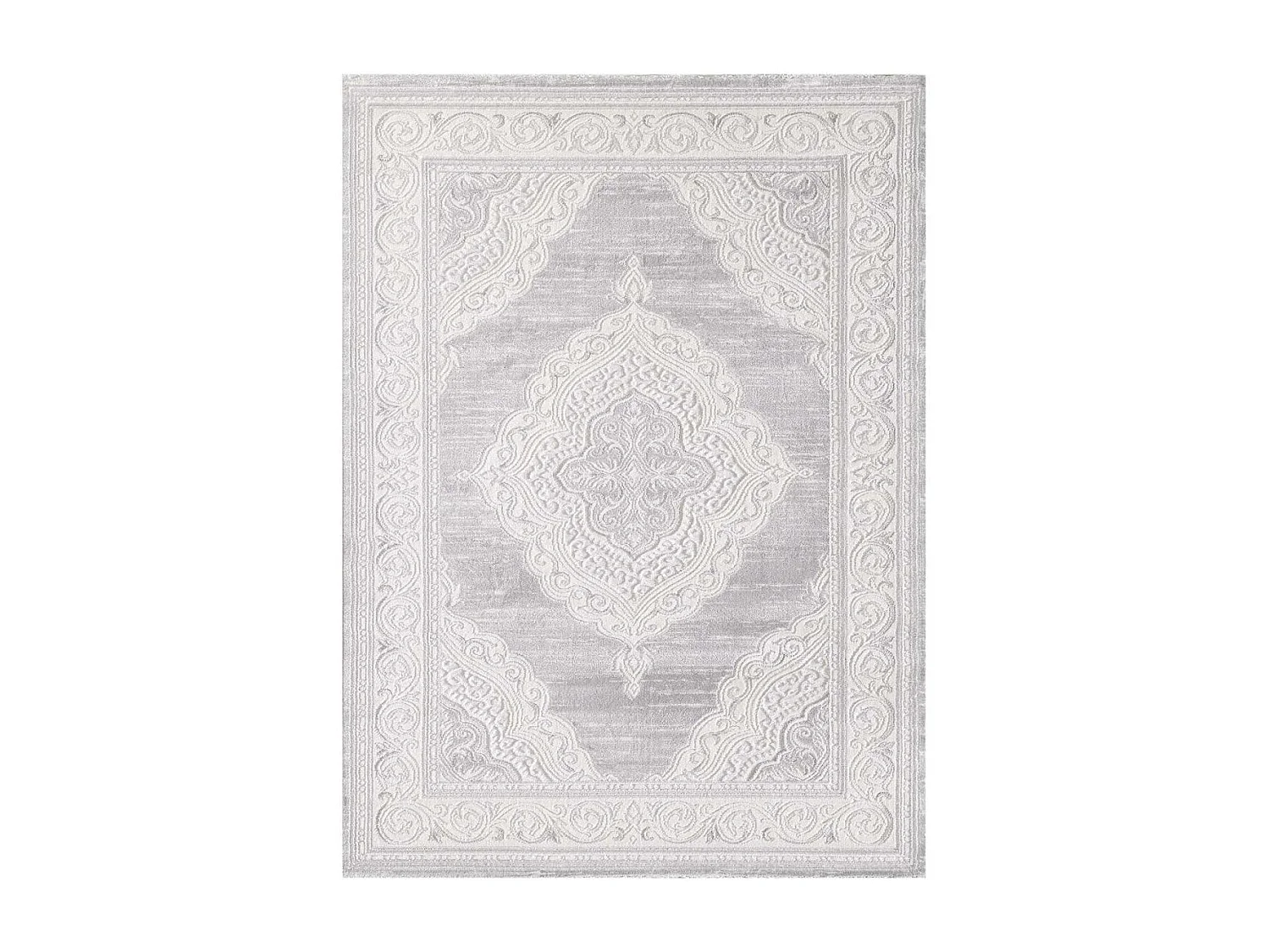 Tapis oriental 120x160 rectangle gris clair tissé motif ancestral LYN7 FALAN