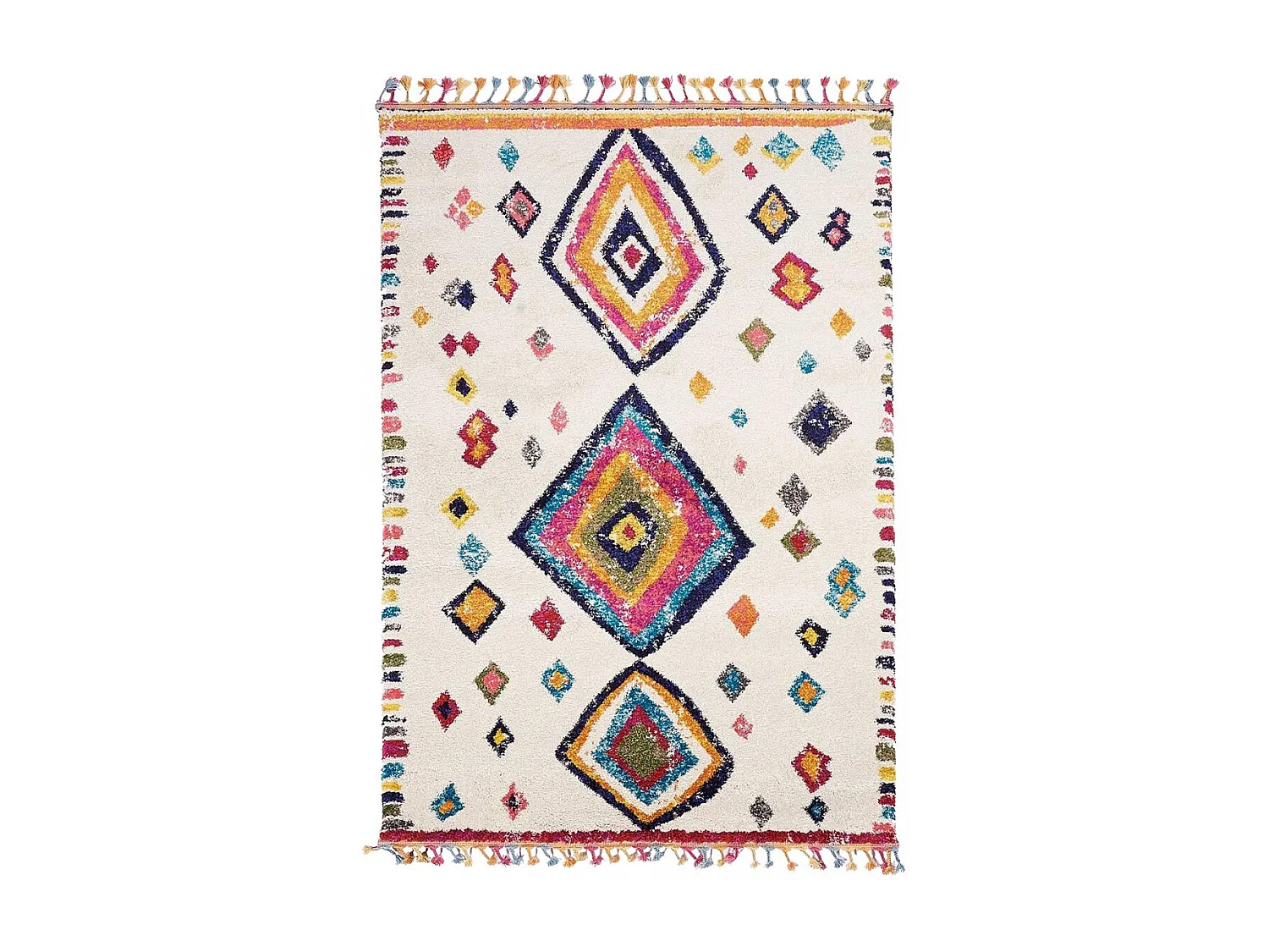 Tapis berbère 40x60 tissé motif ethnic LYN5 OURIKA F ivoire