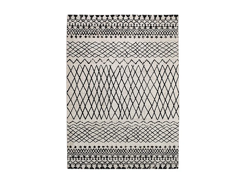 Tapis berbère 40x60 tissé motifs tribaux LYN8 MABAL beige