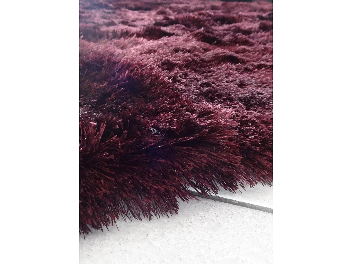 Tapis shaggy 240x340 rectangle fait main violet motif uni SG FIN