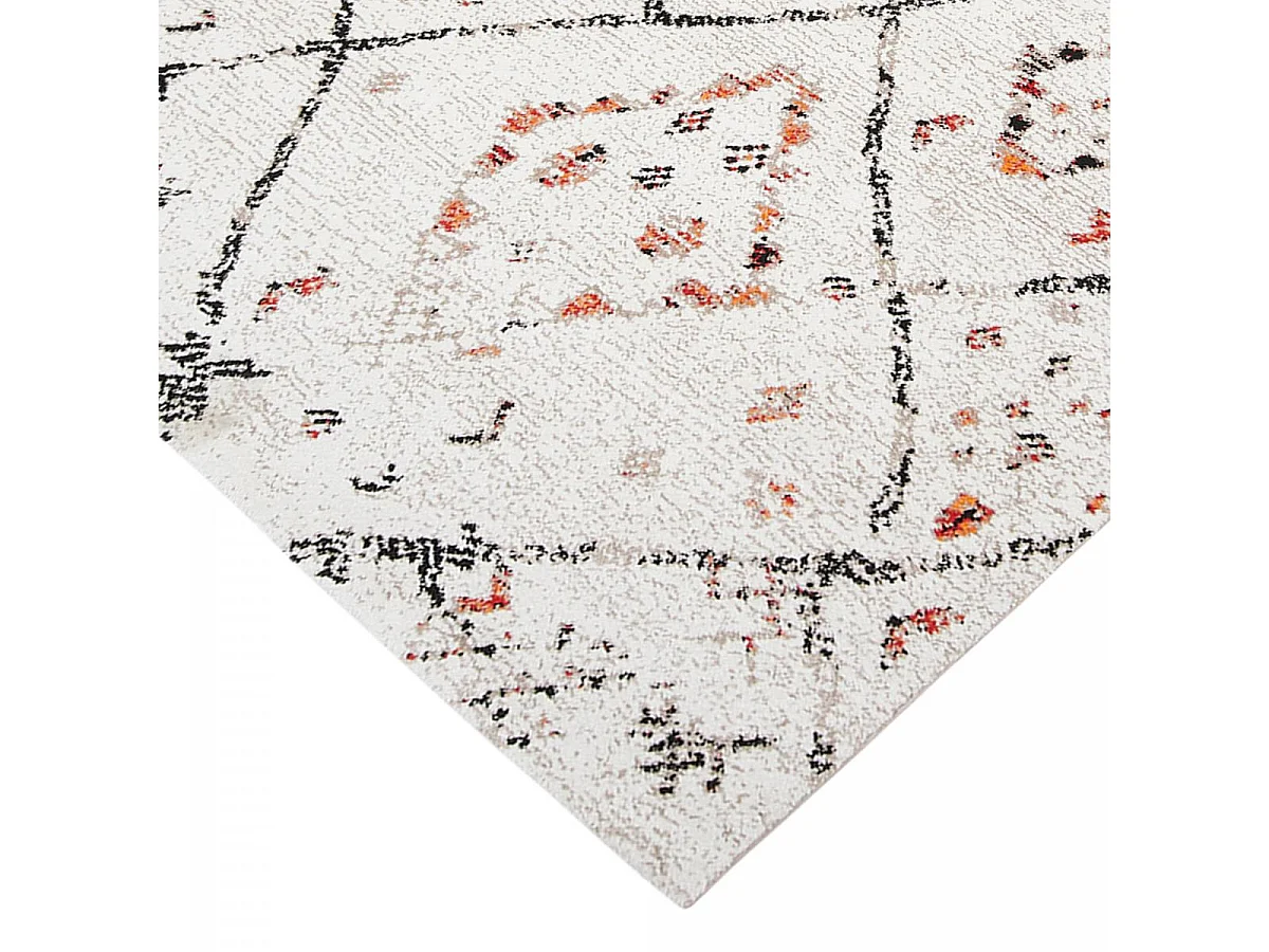 tapis salon 160x160 tissé crème carré motif berbère MORYLA C