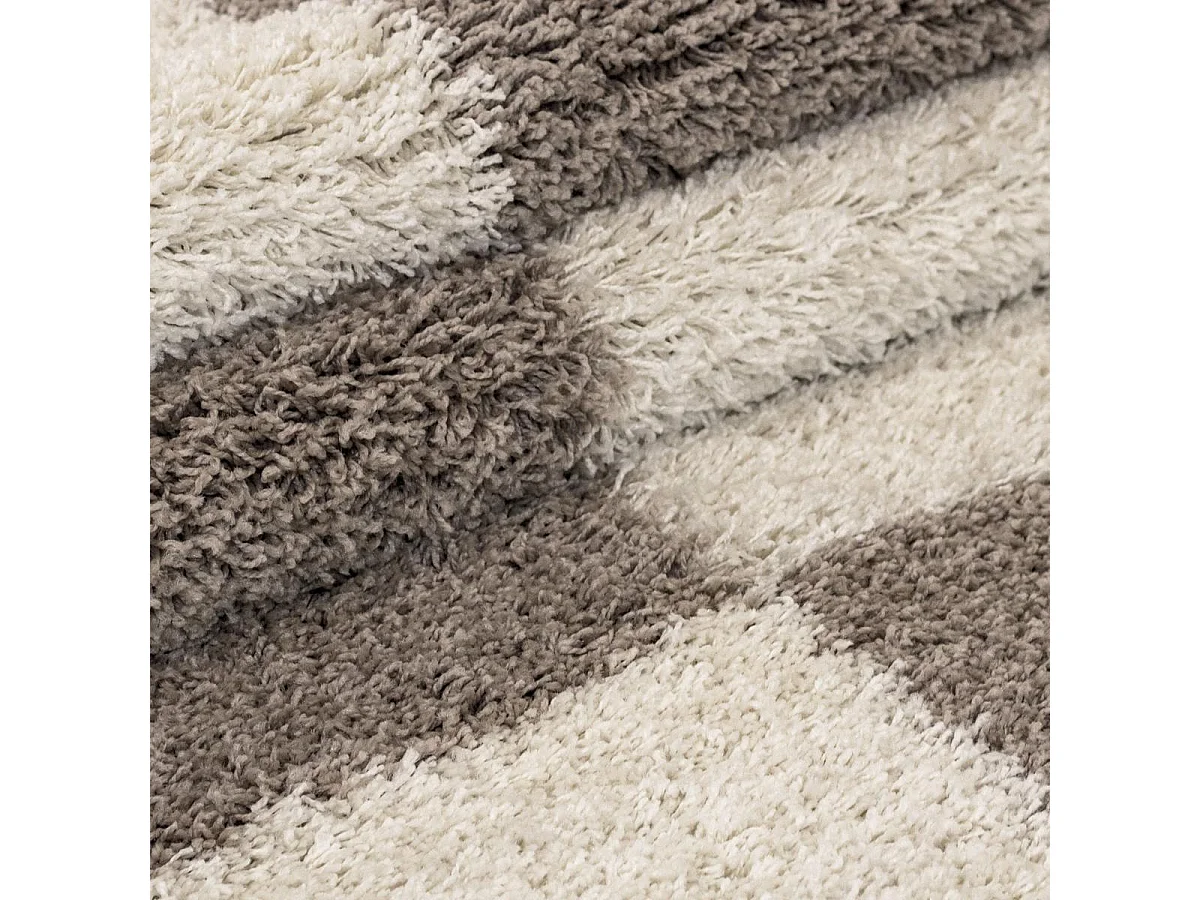 Tapis poils longs shaggy 80x250 rectangle tissé crème motif géométrique RECTAN