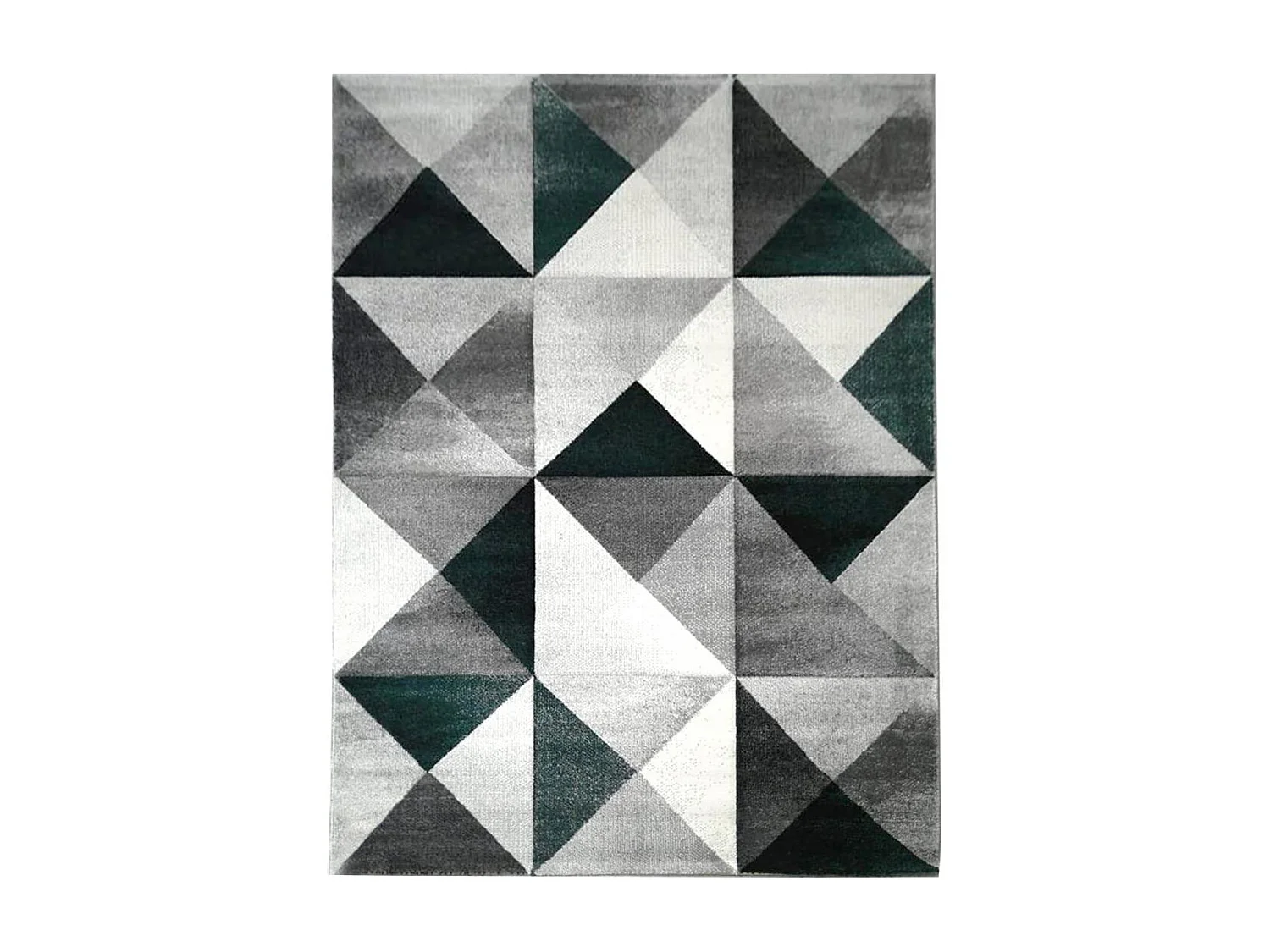 tapis chambre 120x170 tissé gris et vert rectangle motif géométrique LYN8 TRANDOU