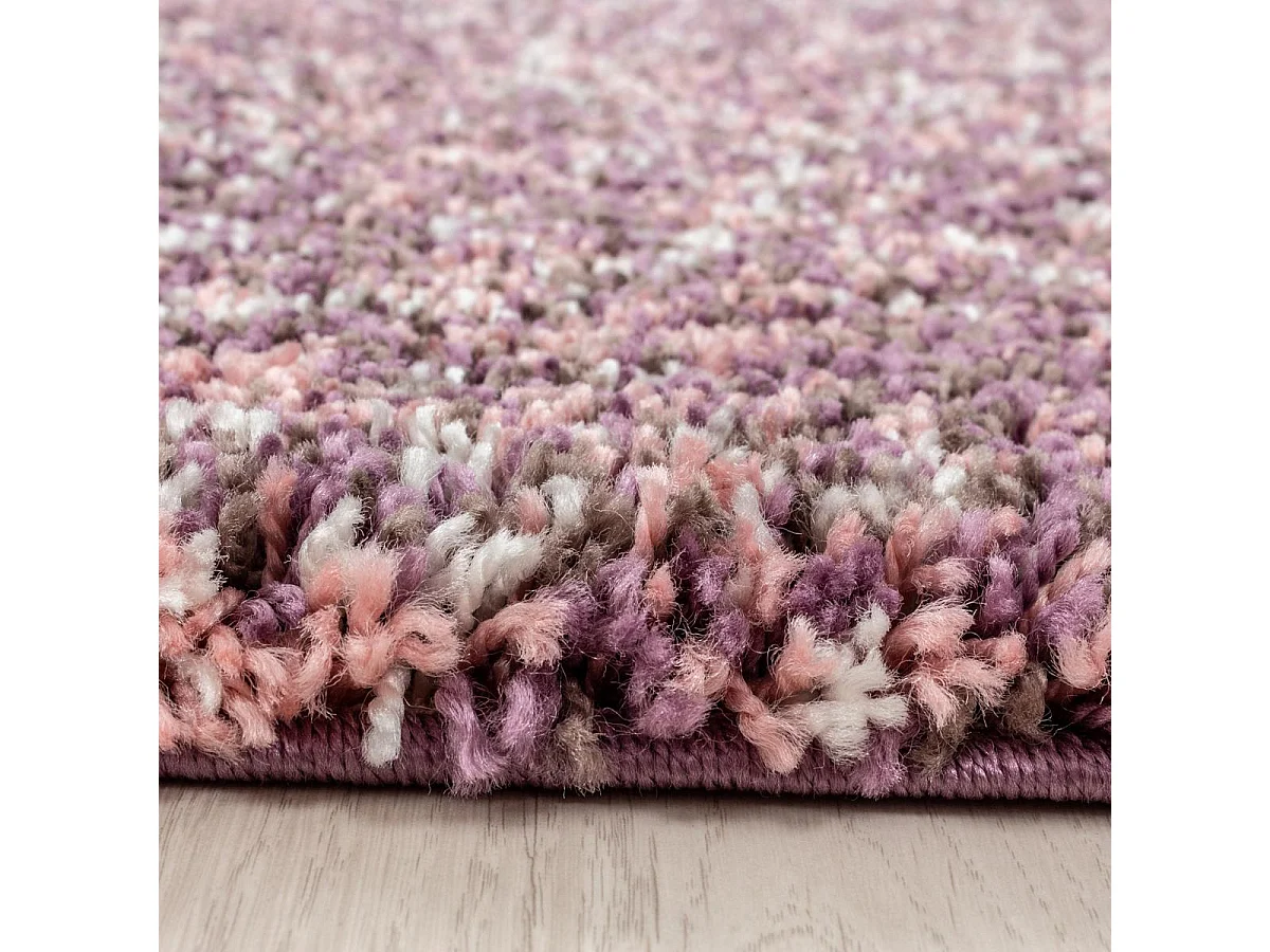 Tapis poils longs shaggy 80x150 rectangle tissé rose motif faux uni UNI D