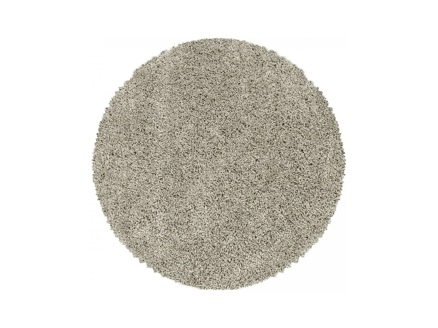 Tapis poils longs shaggy Ø200cm rond tissé beige motif uni UNI I