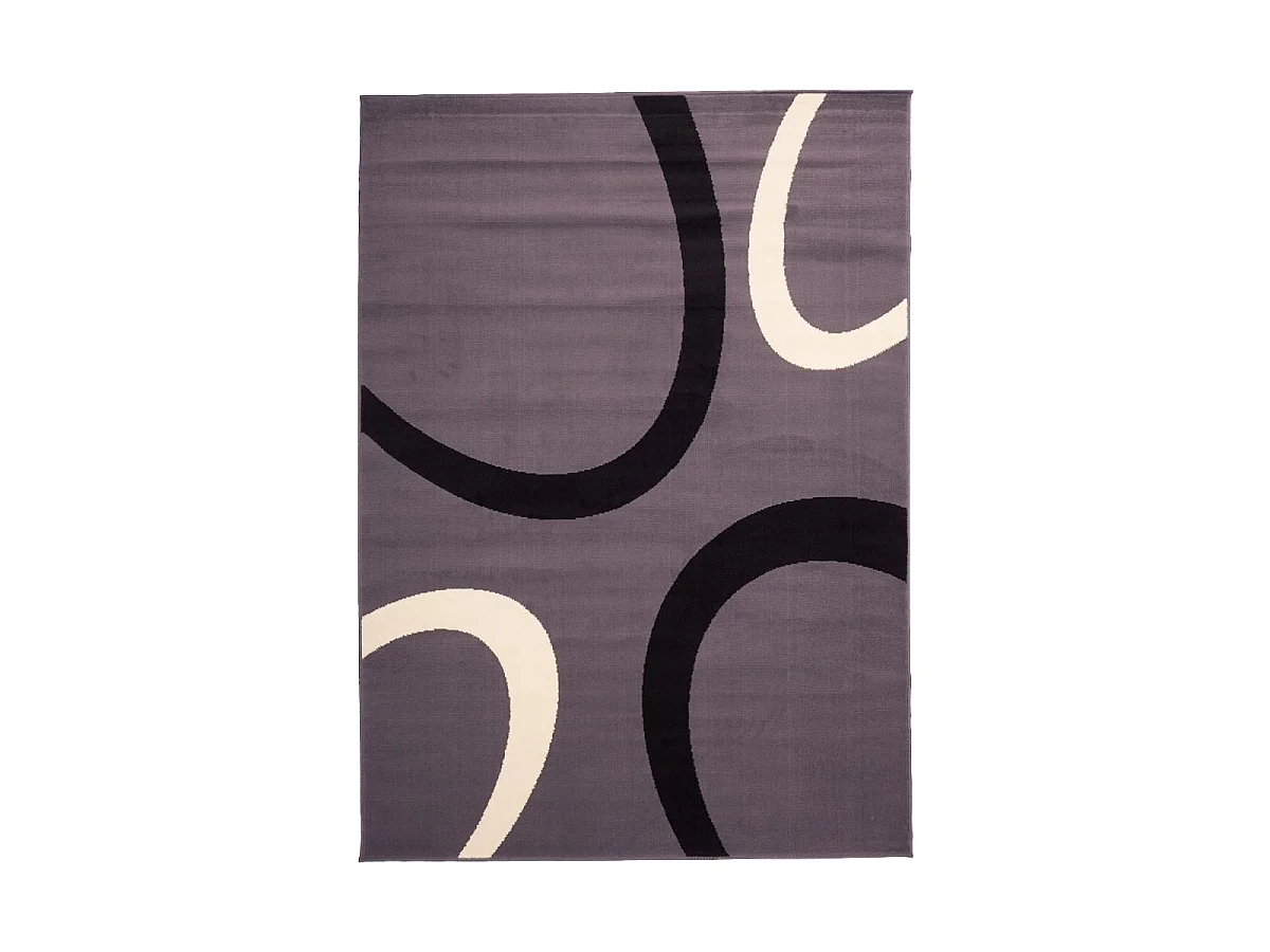 tapis chambre 80x150 tissé gris rectangle motif rond LYN1 TEMPO