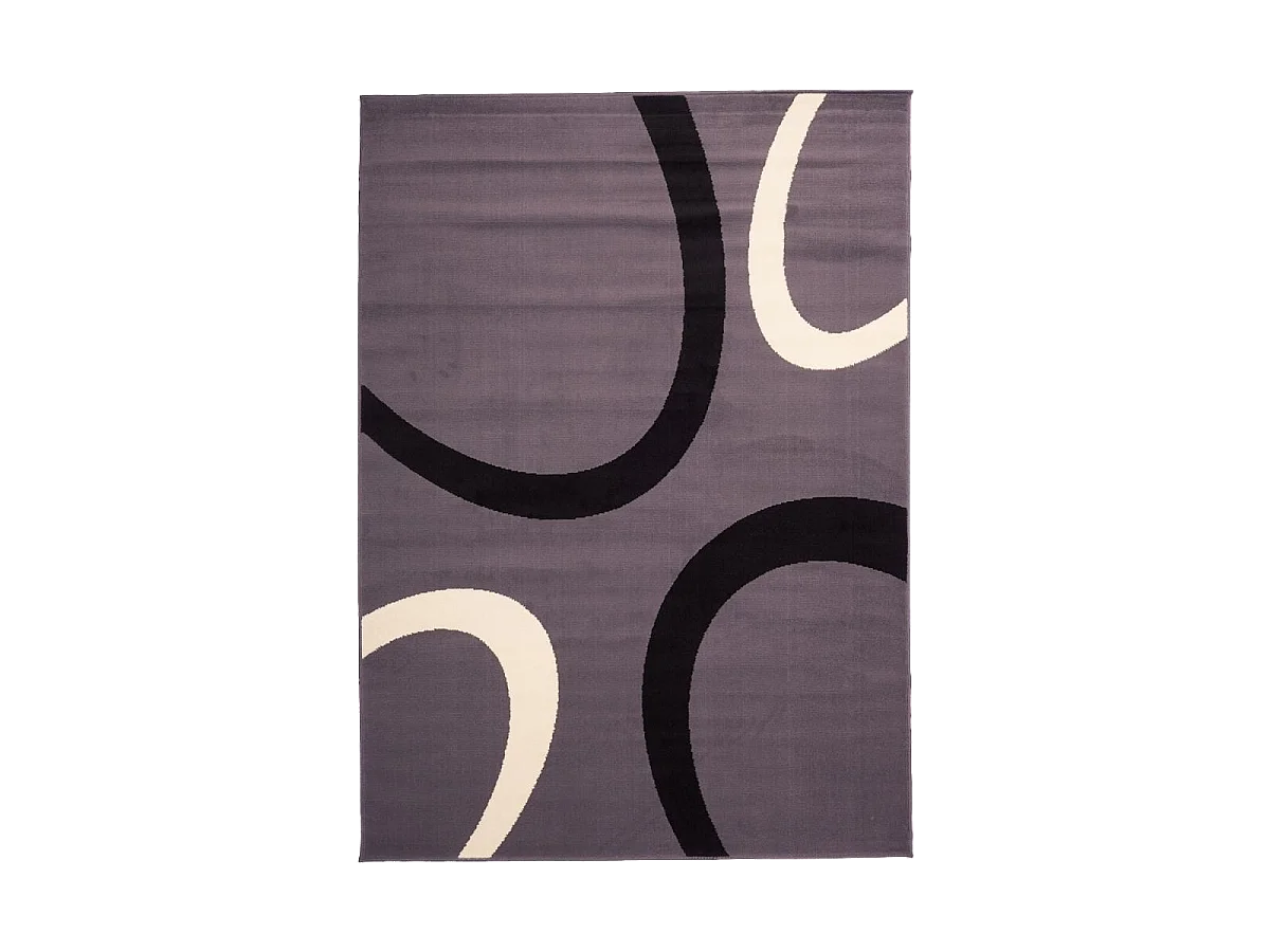 tapis chambre 80x150 tissé gris rectangle motif rond LYN1 TEMPO