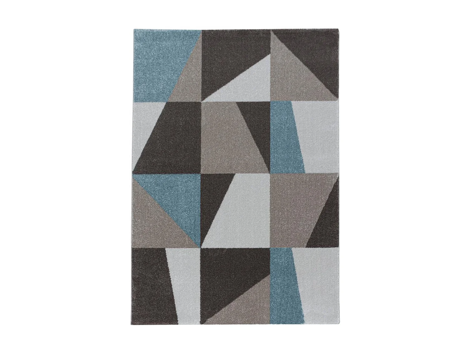 Tapis de couloir 80x250 tissé motif géométrique ORICE bleu et marron