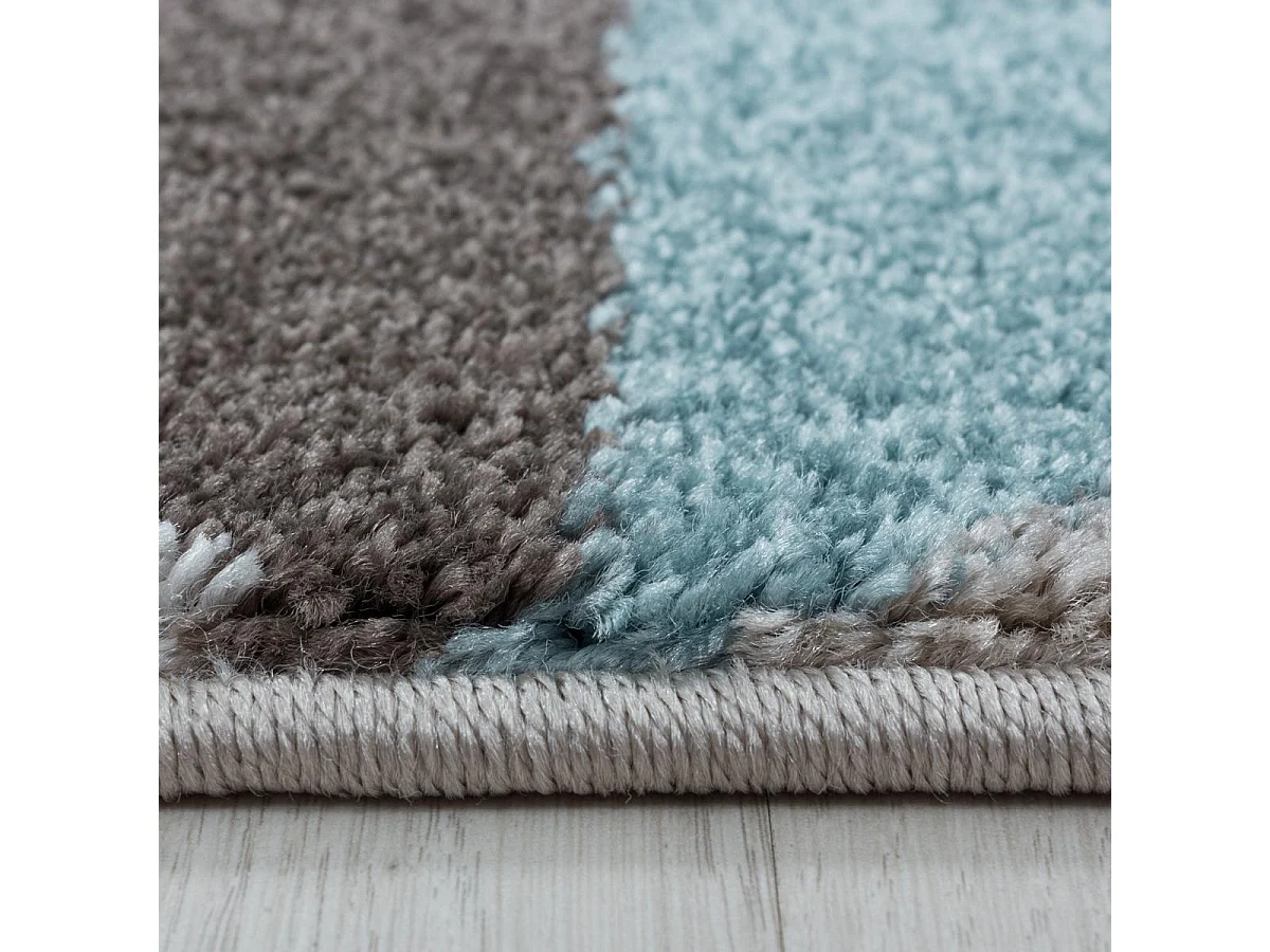 Tapis de couloir 80x250 tissé motif géométrique ORICE bleu et marron