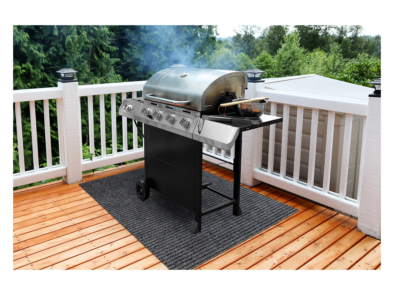 Beschermende grillmat GIN 2126 voor het terras, buiten - grijskleuring 120x150 cm