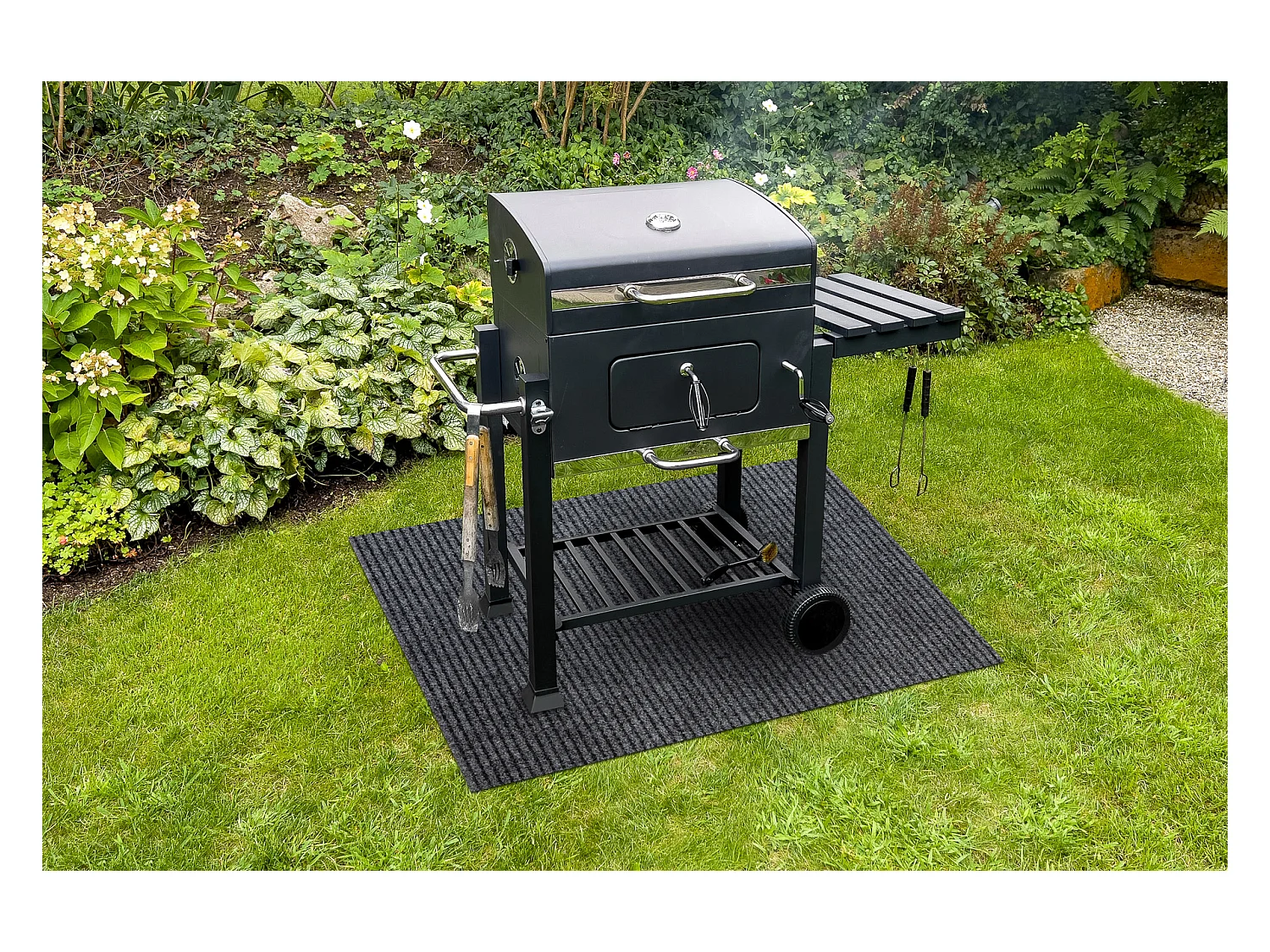 Beschermende grillmat GIN 2126 voor het terras, buiten - grijskleuring 120x150 cm