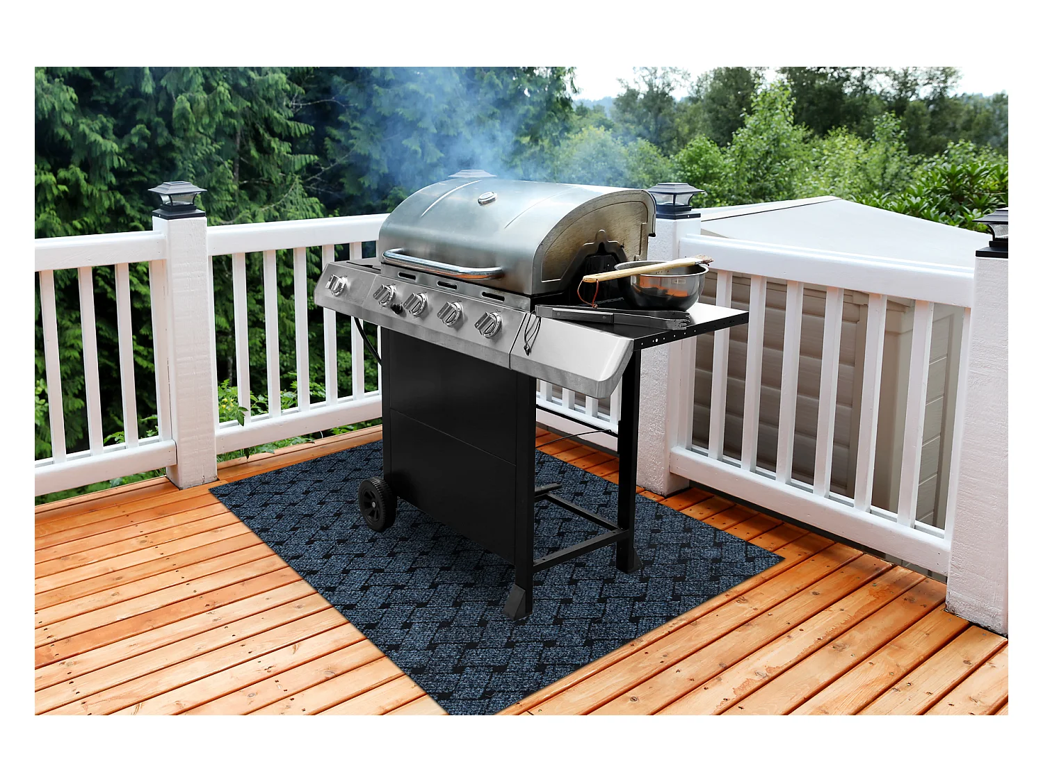 VECTRA 800 Grillschutzmatte für Terrasse, draussen - blau 100x200 cm