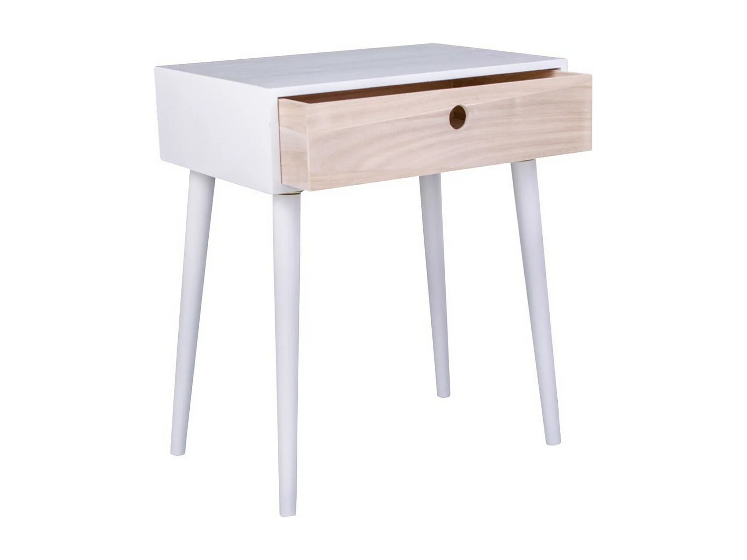 Table de Chevet Parma, Blanc, 45x32x54,5 cm, EPIKASA