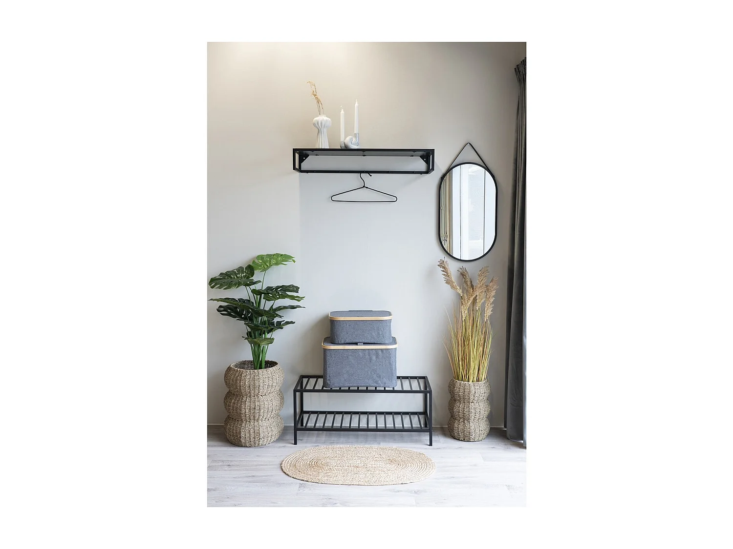 Scarpiera Vita, Nero, 34x79x32 cm, EPIKASA