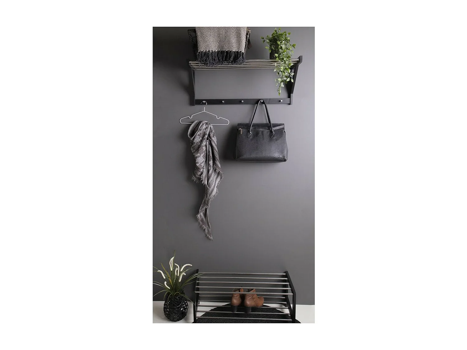 Schoenenrek Padova, Zwart, 78x34x32 cm, EPIKASA