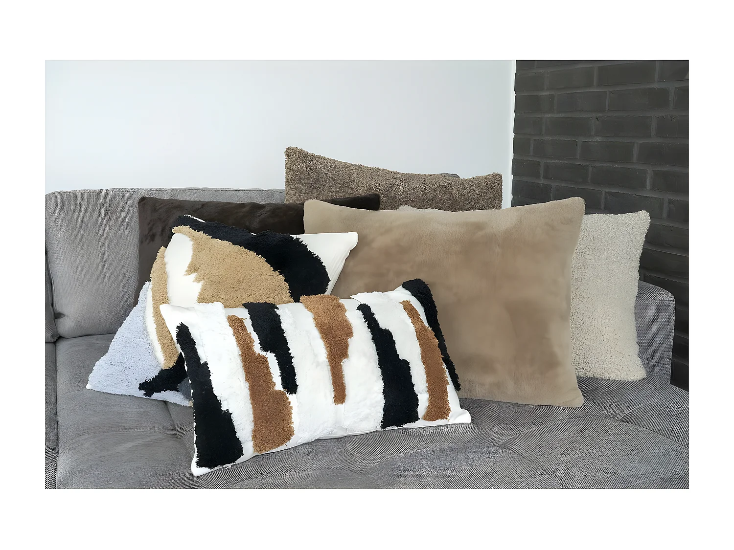 Coussin Décoratif Tavira, Marron, 45x60x15 cm, Epikasa