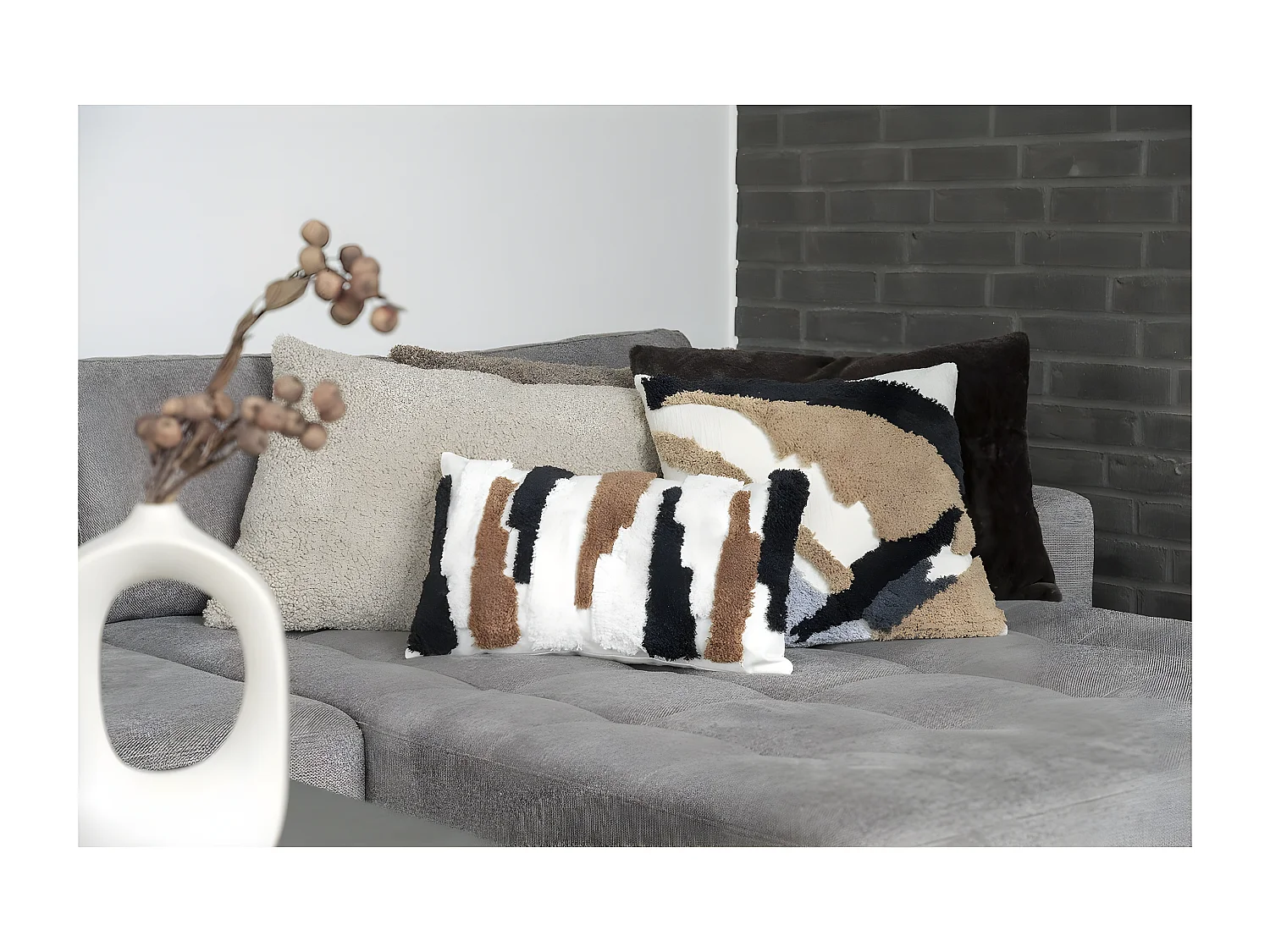 Coussin Décoratif Sagres, Marron, 30x50x15 cm, EPIKASA